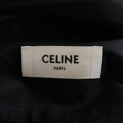 Celine Triomphe Embroidered Inverted Collar Loose Long Sleeve Shirt Black