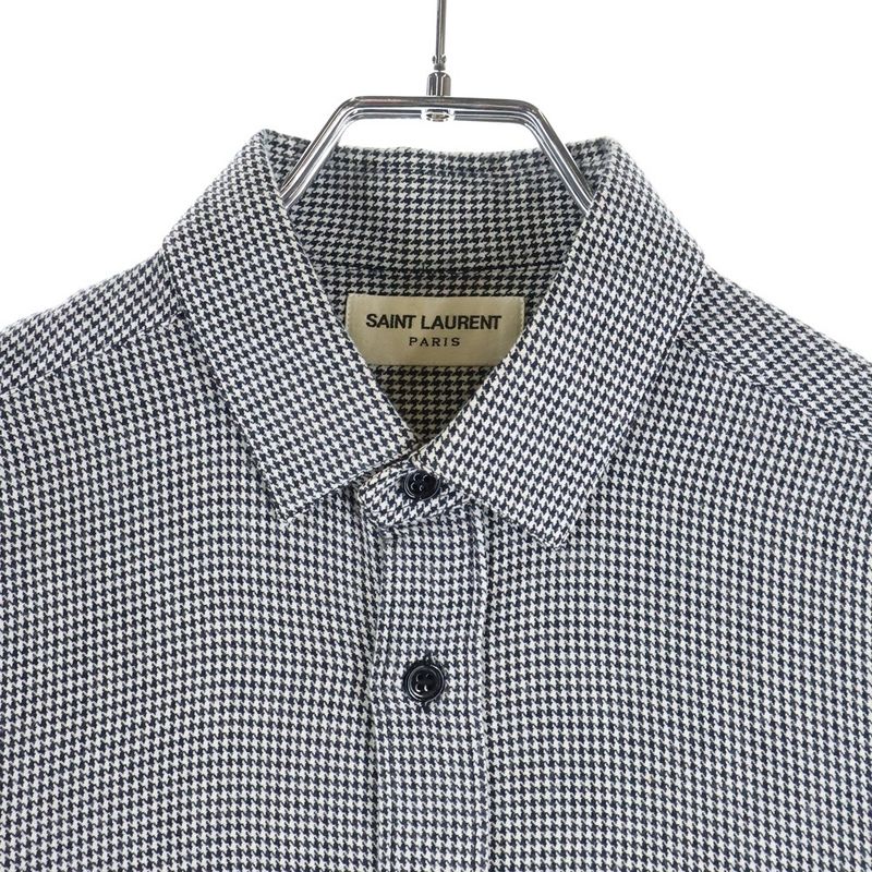 Saint Laurent Paris Staggered Long-Sleeved Shirt 340855 Black White