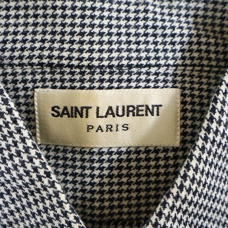 Saint Laurent Paris Staggered Long-Sleeved Shirt 340855 Black White