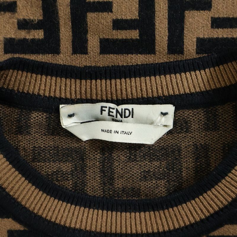 Fendi 18aw X Fila Logo Embroidery Zucca Allover Pattern Rayon Crew Neck