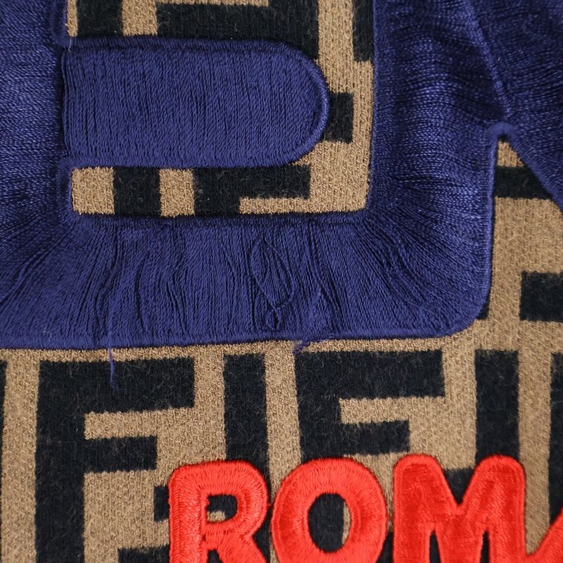 Fendi 18aw X Fila Logo Embroidery Zucca Allover Pattern Rayon Crew Neck