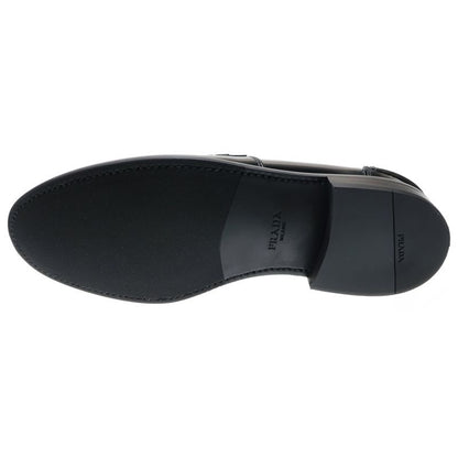 Prada Triangle Logo Oxford Brushed Leather Loafers Black White 2db223