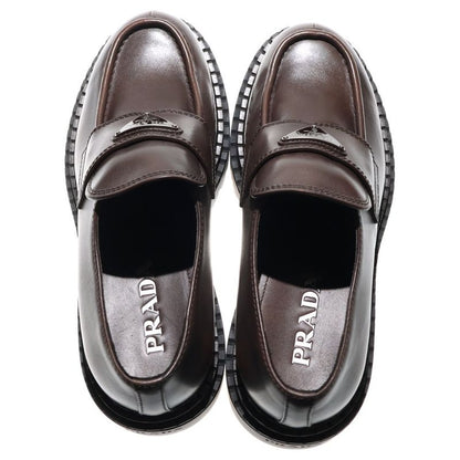 Prada Triangle Logo Oxford Leather Loafers Brown 2de148