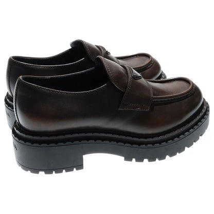 Prada Triangle Logo Oxford Leather Loafers Brown 2de148