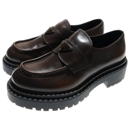Prada Triangle Logo Oxford Leather Loafers Brown 2de148