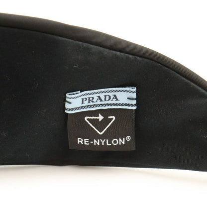 Prada Hairband Band with Logo Triangle Black Nylon 1ih081 Silver Hardware