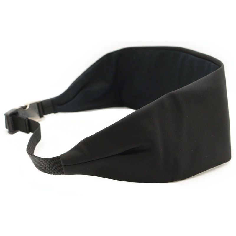 Prada Hairband Band with Logo Triangle Black Nylon 1ih081 Silver Hardware