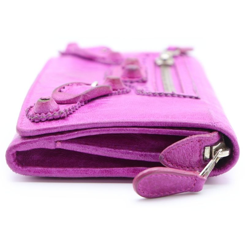 Balenciaga Giant Continental Leather Long Wallet Purple