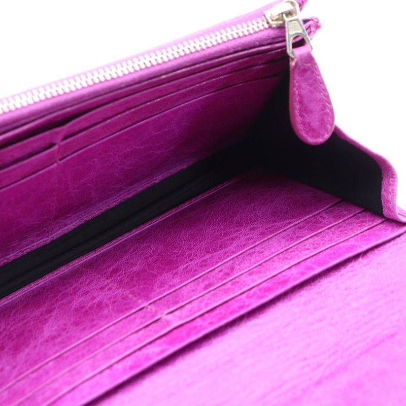 Balenciaga Giant Continental Leather Long Wallet Purple