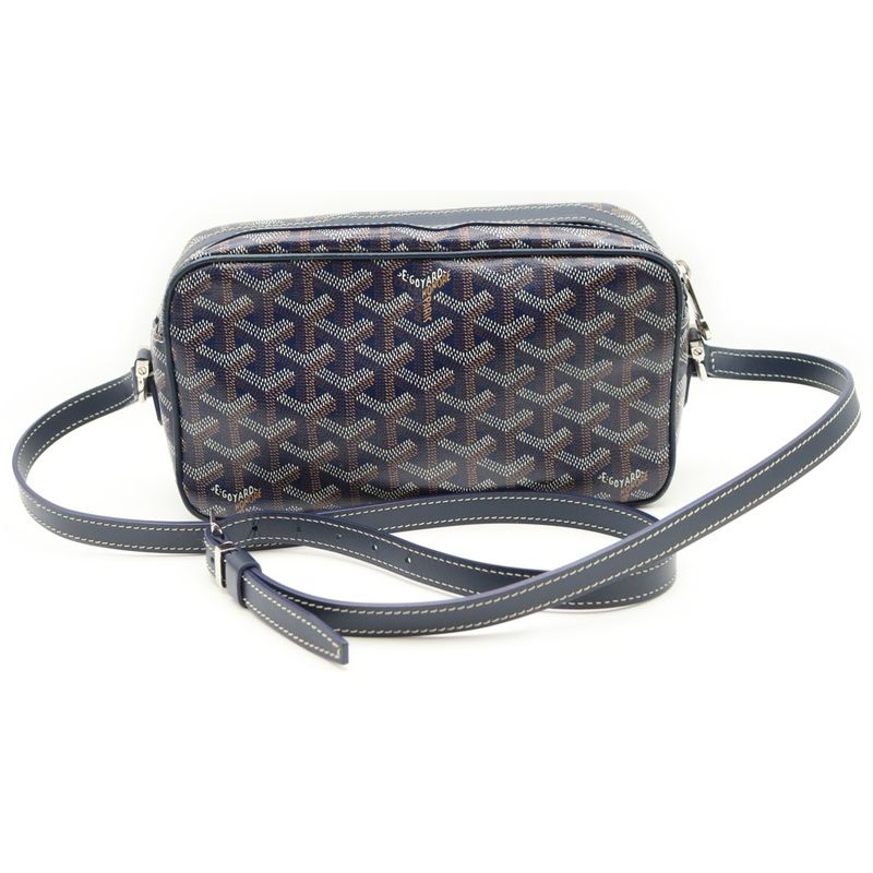 Goyard Cupveil PM Shoulder Bag Mini Bag Navy PVC X Leather Silver Hardware