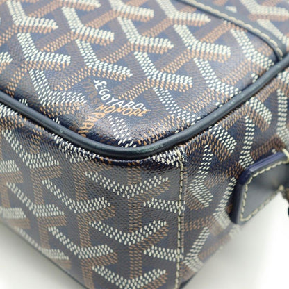 Goyard Cupveil PM Shoulder Bag Mini Bag Navy PVC X Leather Silver Hardware