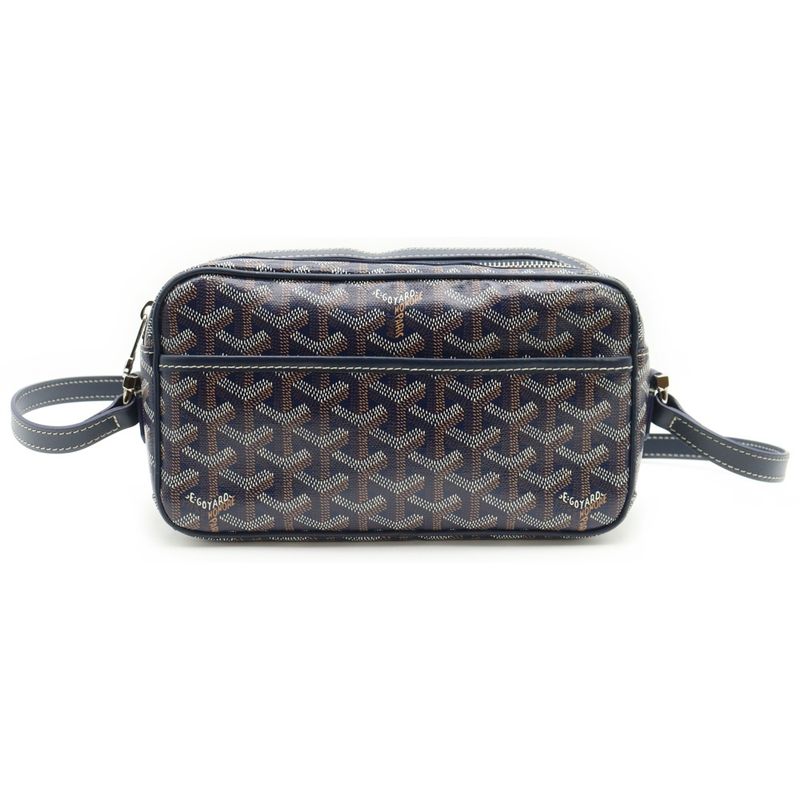 Goyard Cupveil PM Shoulder Bag Mini Bag Navy PVC X Leather Silver Hardware