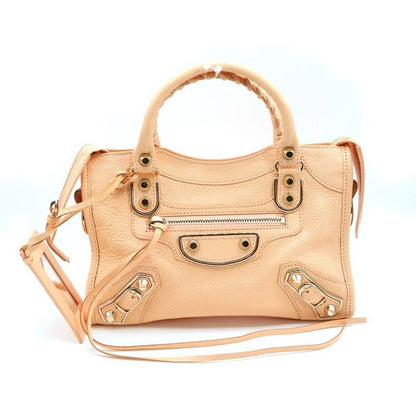 Balenciaga Classic Mini City Handbag Shoulder Bag Salmon Pink Leather 300295
