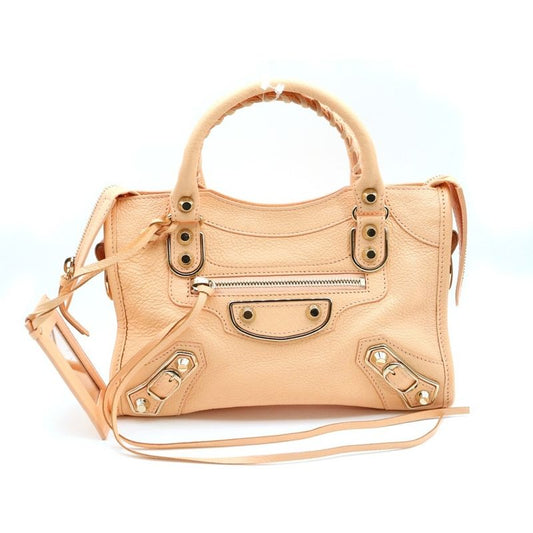 Balenciaga Classic Mini City Handbag Shoulder Bag Salmon Pink Leather 300295