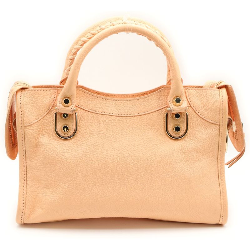 Balenciaga Classic Mini City Handbag Shoulder Bag Salmon Pink Leather 300295