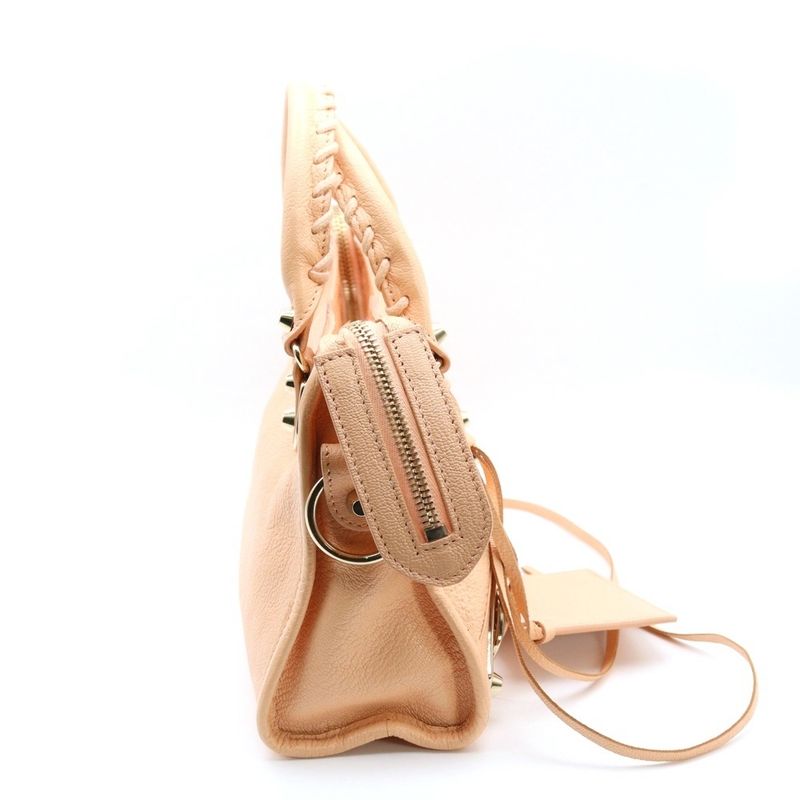 Balenciaga Classic Mini City Handbag Shoulder Bag Salmon Pink Leather 300295