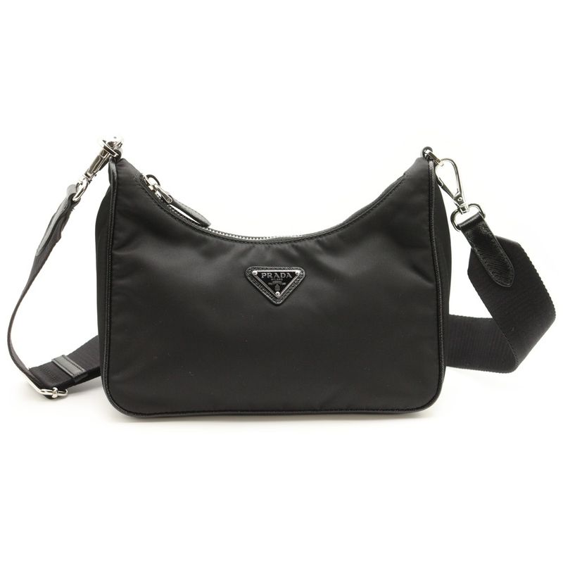 Prada Re-Edition 2005 Re-Nylon Shoulder Bag Chain Bag Black Nylon 1bh204 Silver