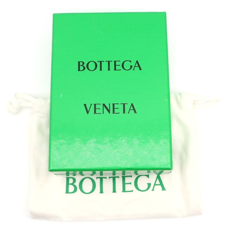Bottega Veneta Cassette Zip Around Wallet Compact Wallet Black Leather Gold