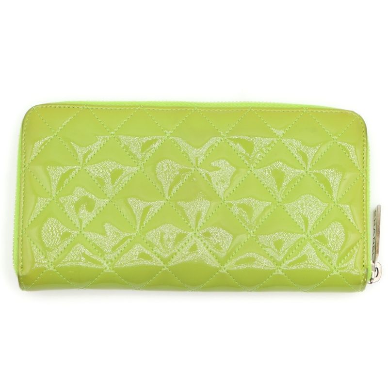Chanel Brilliant Matelasse Patent Leather Long Wallet Green 15th
