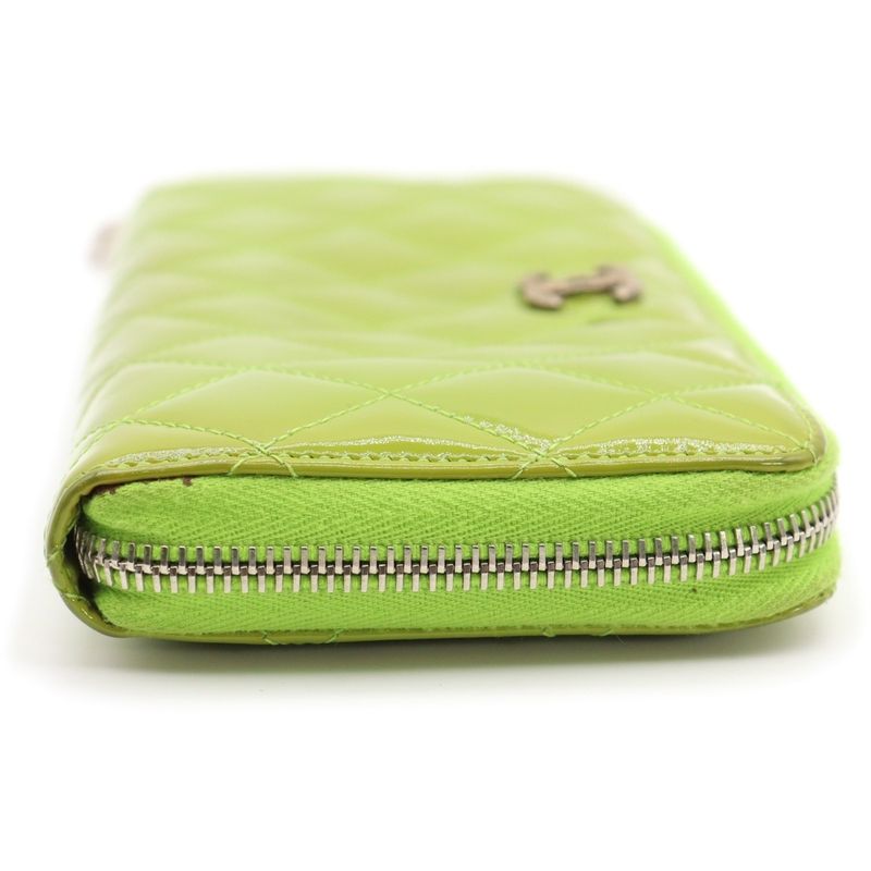 Chanel Brilliant Matelasse Patent Leather Long Wallet Green 15th