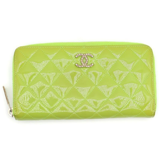 Chanel Brilliant Matelasse Patent Leather Long Wallet Green 15th