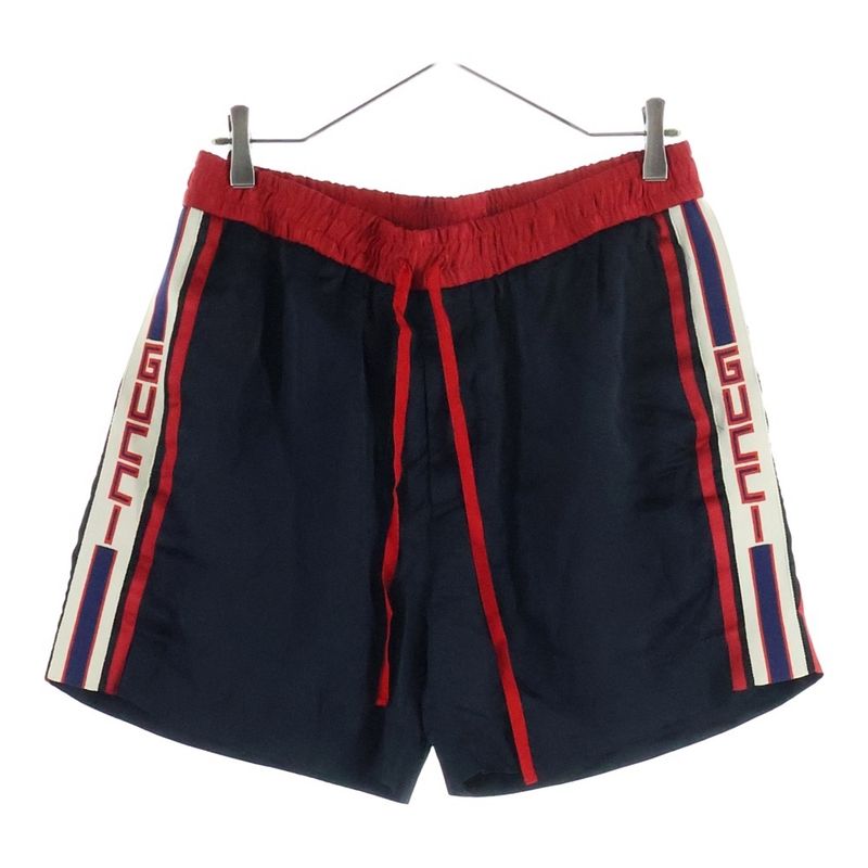 Gucci Sideline Nylon Draw String Shorts Black Red 522951