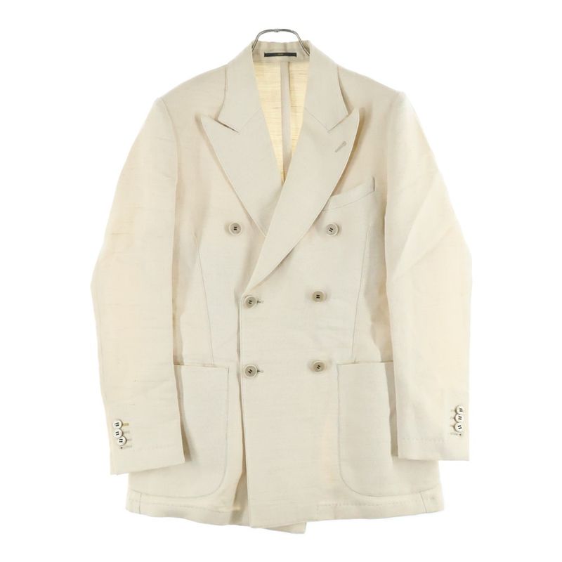 Fendi Jute Double Breasted Jacket Beige Fj0513 Hj3
