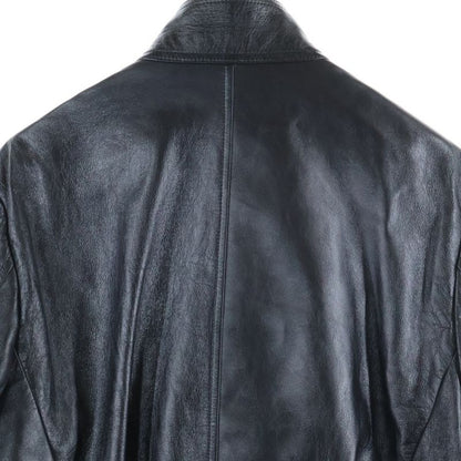 Celine Blouson Sheepskin Double Riders Leather Jacket with Straps Black