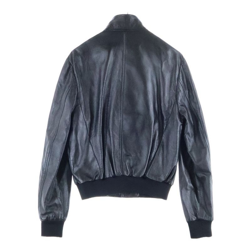Celine Blouson Sheepskin Double Riders Leather Jacket with Straps Black