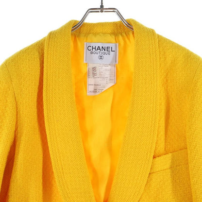 Chanel Coco Mark Button Wool Tweed Shawl Collar 4b Tailored Jacket Yellow