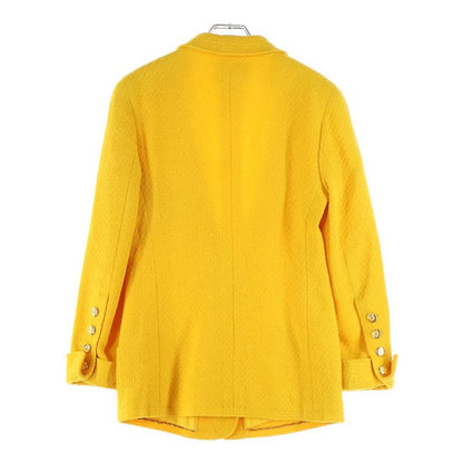 Chanel Coco Mark Button Wool Tweed Shawl Collar 4b Tailored Jacket Yellow