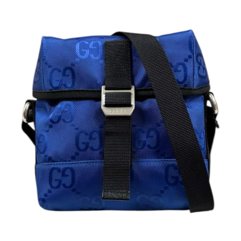 Gucci Obscure Grid Messenger Bag Shoulder Bag Nylon 643858 Blue Unisex Gucci