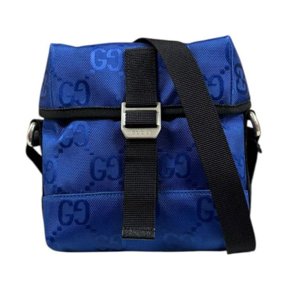 Gucci Obscure Grid Messenger Bag Shoulder Bag Nylon 643858 Blue Unisex Gucci