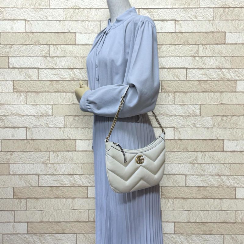 Gucci Small Shoulder Bag Ggmarmont Shoulder Bag Leather 777263 White Ladies