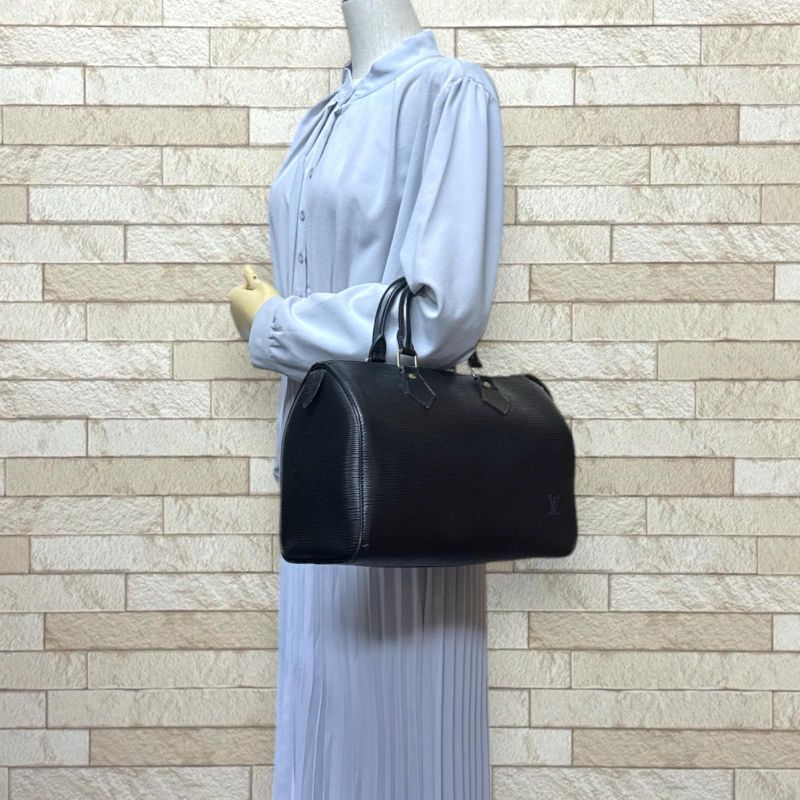 Louis Vuitton Speedy 25 Epi Handbag Epi Leather M43012 Black Women Louis