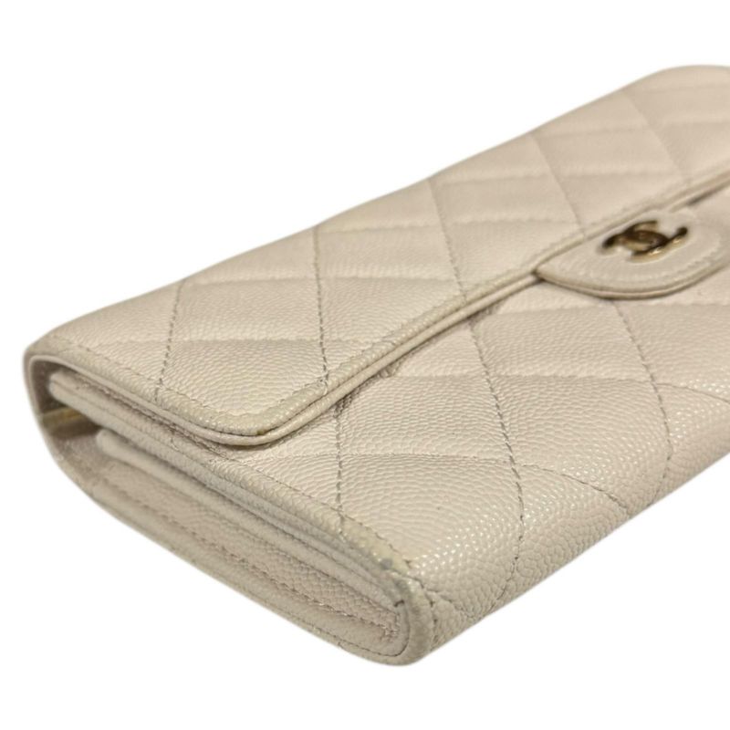 Chanel Classic Long Flap Wallet Matelasse Long Wallet Caviar Skin Ap0241 Ladies