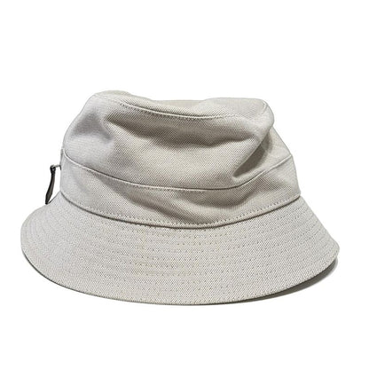 Hermes Hat 57 - White and Beige Ruffled Hat Silver Hardware Cotton