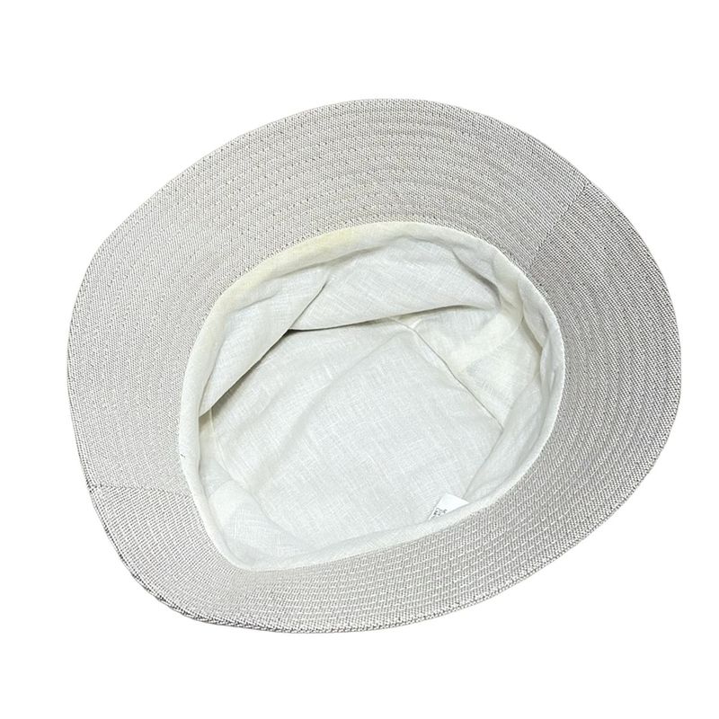 Hermes Hat 57 - White and Beige Ruffled Hat Silver Hardware Cotton