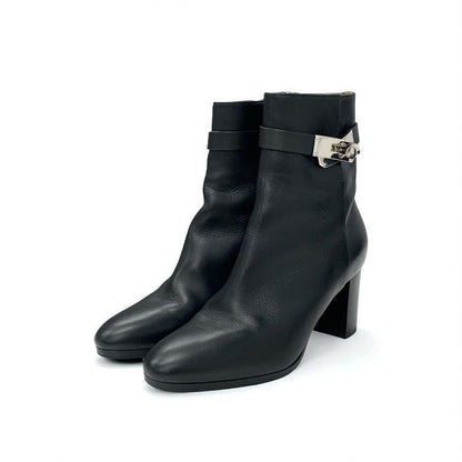 Hermes Saint Germain Boots Short Shoes Leather Black Silver Kelly Hardware