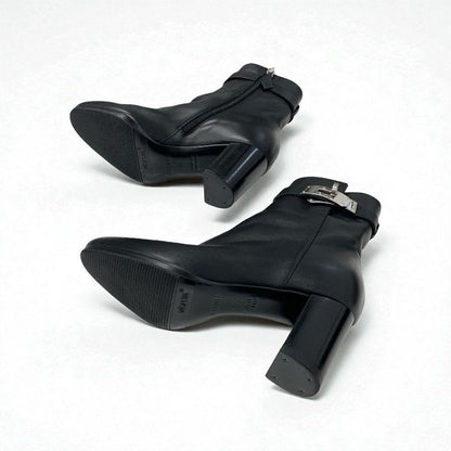 Hermes Saint Germain Boots Short Shoes Leather Black Silver Kelly Hardware