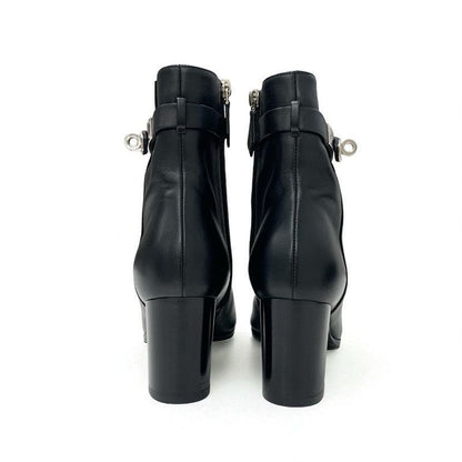 Hermes Saint Germain Boots Short Shoes Leather Black Silver Kelly Hardware