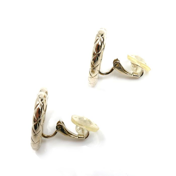 Chanel GP Rhinestone Heart Earrings Ladies Used Excellent Condition