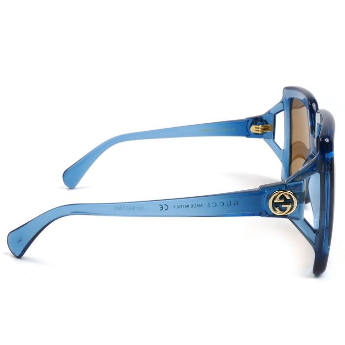 Gucci Sunglass Es Brown Blue Gg0876s 004 6020-130 Ladies Preowned