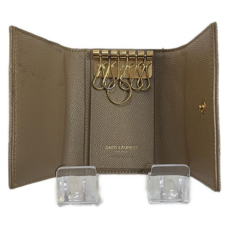Saint Laurent Paris Key Case - 580656 Beige 6 Hooks Quilted Leather