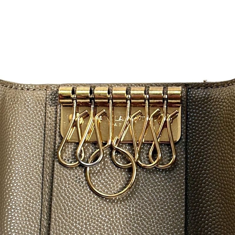 Saint Laurent Paris Key Case - 580656 Beige 6 Hooks Quilted Leather
