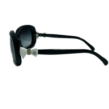 Chanel Sunglass Es - 5170-a Black X White X Silver Ribbon Silver Hardware