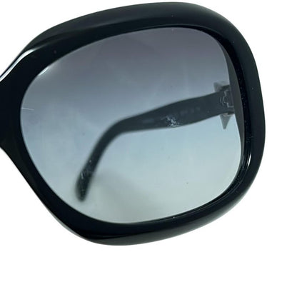 Chanel Sunglass Es - 5170-a Black X White X Silver Ribbon Silver Hardware