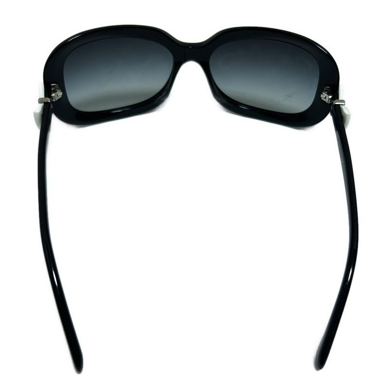 Chanel Sunglass Es - 5170-a Black X White X Silver Ribbon Silver Hardware