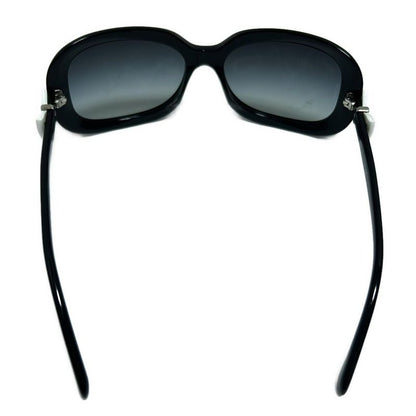Chanel Sunglass Es - 5170-a Black X White X Silver Ribbon Silver Hardware