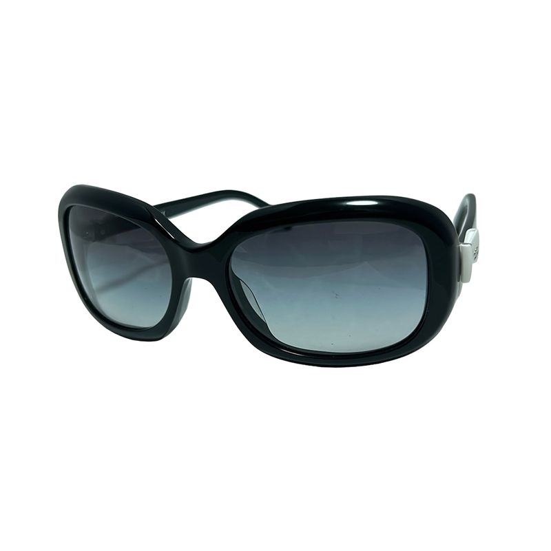 Chanel Sunglass Es - 5170-a Black X White X Silver Ribbon Silver Hardware